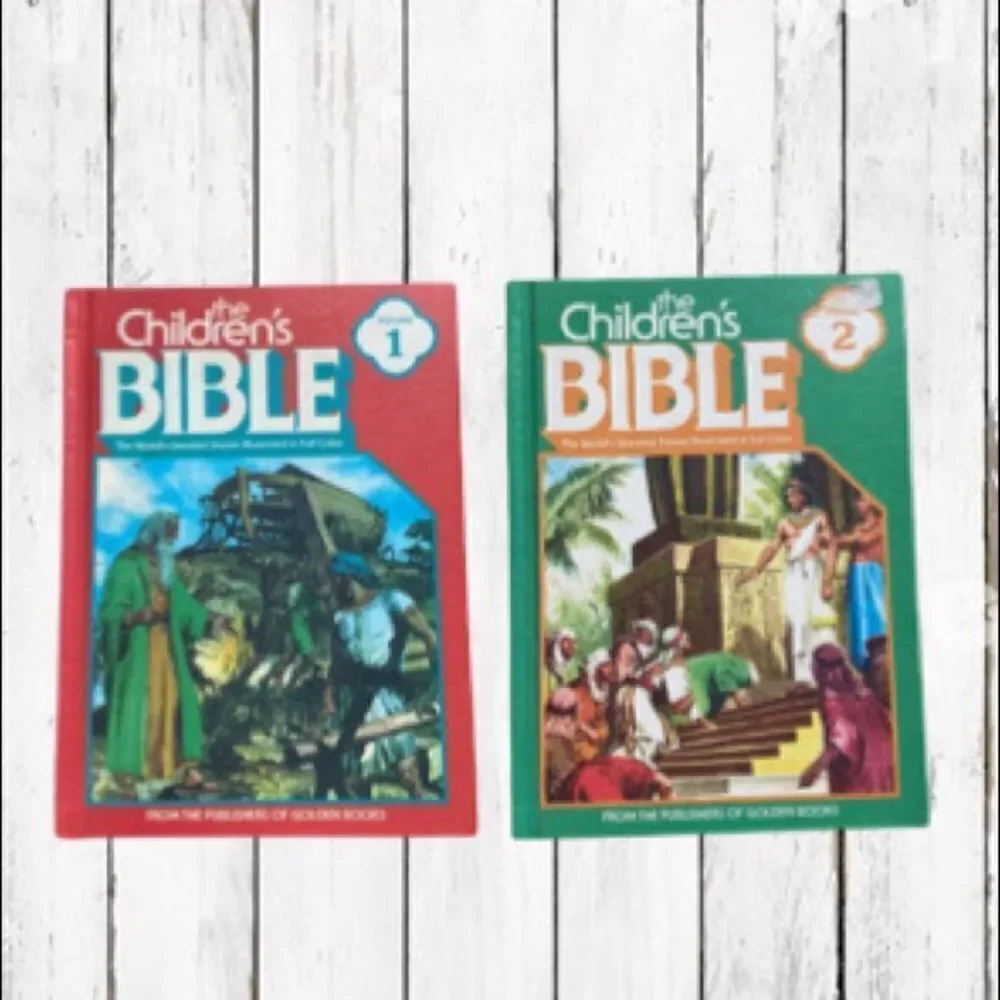 Vintage Children’s Bible Book Volume 1 and 2 Hardcover